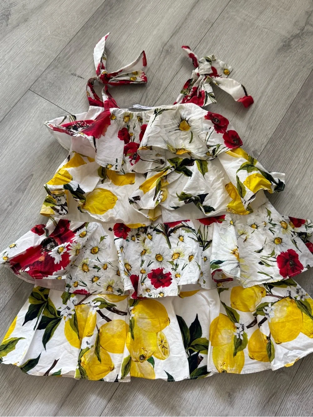 Dolce & Gabbana Size 24-30 months Girls Floral & Lemon Tiered Sundress